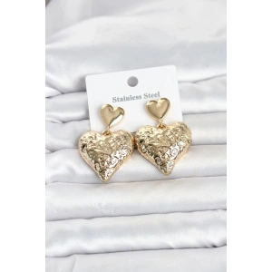 Mey İthalat® 316L Çelik Gold Renk Kalp Model Kadın Küpe
