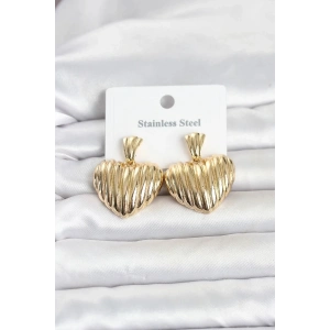 Mey İthalat® 316L Çelik Gold Renk Kalp Model Kadın Küpe