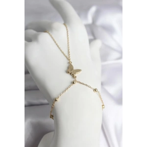 Mey İthalat® 316L Çelik Gold Renk Kelebek Model Kadın Şahmeran