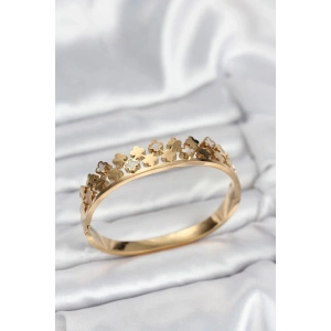Mey İthalat® 316L Çelik Gold Renk Minimal Yoncalı Kadın Kelepçe Bileklik