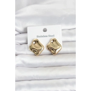 Mey İthalat® 316L Çelik Gold Renk Plaka Model Kadın Küpe