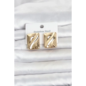 Mey İthalat® 316L Çelik Gold Renk Plaka Model Kadın Küpe