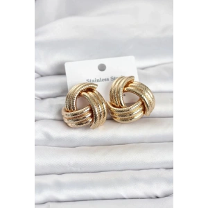 Mey İthalat® 316L Çelik Gold Renk Sarmal Model Kadın Küpe