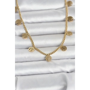 Mey İthalat® 316L Çelik Gold Renk Yaşam Ağacı Model Kadın Kolye