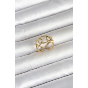 Mey İthalat® 316L Çelik Gold Renk Zincir Model Kadın Yüzük