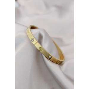 Mey İthalat® 316L Çelik Gold Renk Zirkon Taşlı Bileklik