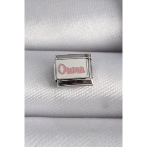 Mey İthalat® 316L Çelik Gümüş Renk Beyaz Pembe Ouma İşlemeli Nomination Charm