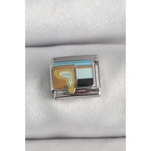 Mey İthalat® 316L Çelik Gümüş Renk Renkli Portre Model Nomination Charm