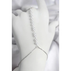 Mey İthalat® 316L Çelik Gümüş Renk Sıralı İncili Model Kadın Şahmeran