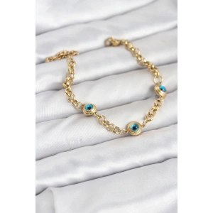 Mey İthalat® 316L Çelik Nazar Model Gold Renk Kadın Bileklik