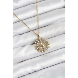 Mey İthalat® 316L Çelik Zincir Gold Renk Güneş Model Kadın Kolye