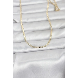 Mey İthalat® CM 14K Gold Renk Lazerli Yassı Model Zincirli 60 cm Kadın Kolye