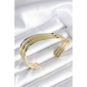 Mey İthalat® Eğik Şerit Model Gold Renk Pirinç Kadın Bileklik