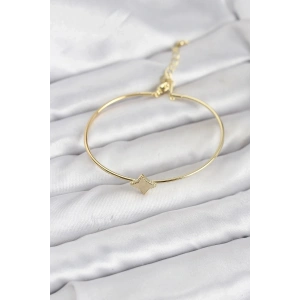 Mey İthalat® Gold Renk Pirinç Köşeli Yonca Model Kadın Bileklik