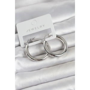 Mey İthalat® Gümüş Renk Pirinç Halka 30 mm Kadın Küpe