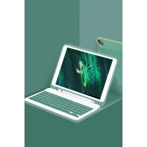 Mey İthalat®  iPad Pro 12.9 (2024) Kılıf KC01 Smart Klavyeli Tablet Kılıfı - Koyu Yeşil
