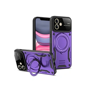 Mey İthalat®  iPhone 11 Kılıf Joy Lens Standlı Kapak - Mor