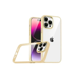 Mey İthalat®   iPhone 15 Pro Max  Lensli Silikon - Gold