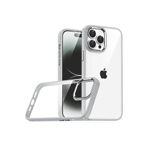 Mey İthalat®   iPhone 15 Pro Max  Lensli Silikon - Gümüş