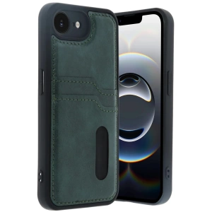 Mey İthalat®  iPhone 16E Kılıf Sara Kartvizitli Deri Kılıf - Koyu Yeşil