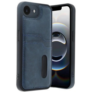 Mey İthalat®  iPhone 16E Kılıf Sara Kartvizitli Deri Kılıf - Lacivert