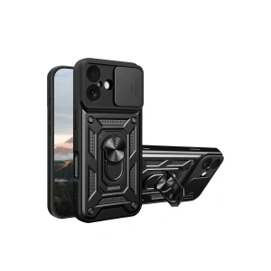 Mey İthalat®   iPhone 17 Pars Lens Yüzüklü Silikon - Siyah