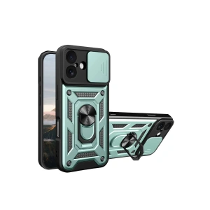 Mey İthalat®   iPhone 17 Pars Lens Yüzüklü Silikon - Yeşil