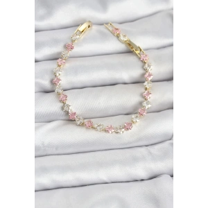 Mey İthalat® Kare Zirkon Taşlı Gold Renk Kadın Bileklik