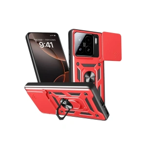 Mey İthalat®   Mi 15 Kılıf Pars Lens Yüzüklü Silikon - Kırmızı