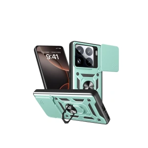 Mey İthalat®   Mi 15 Pro Kılıf Pars Lens Yüzüklü Silikon - Yeşil