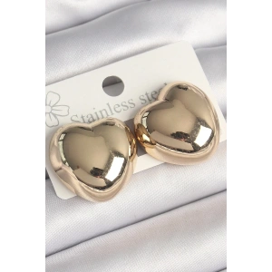 Mey İthalat® Pirinç Gold Renk Bombe Kalp Model Kadın Küpe
