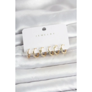 Mey İthalat® Pirinç Gold Renk Botega Model Kadın Küpe Seti