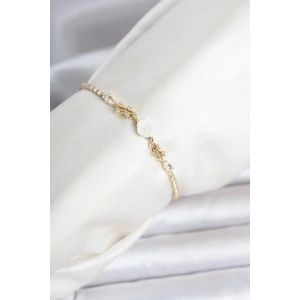 Mey İthalat® Pirinç Gold Renk Çiçek Model Su Yolu Kadın Bileklik