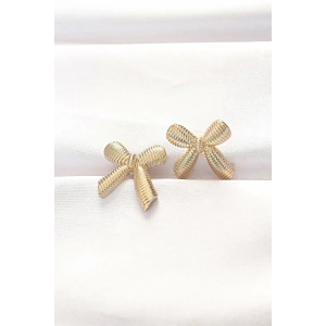 Mey İthalat® Pirinç Gold Renk Fiyonk Küpe