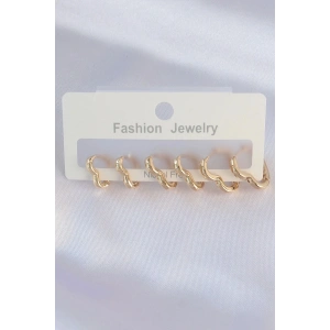 Mey İthalat® Pirinç Gold Renk Kalp Model Küpe Seti