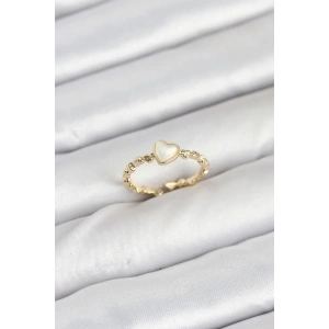 Mey İthalat® Pirinç Gold Renk Kalpli Model Kadın Yüzük