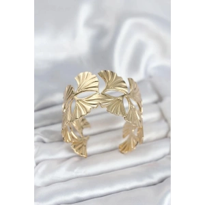 Mey İthalat® Pirinç Gold Renk Levha Yelpaze Model Kadın Bileklik