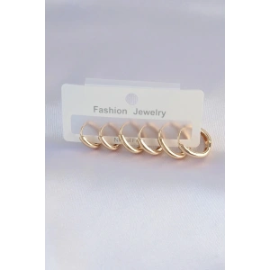 Mey İthalat® Pirinç Gold Renk Oval Küpe Seti