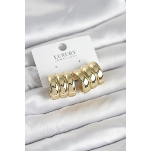 Mey İthalat® Pirinç Gold Renk Üçlü Görünüm Kadın Küpe