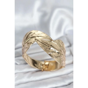 Mey İthalat® Pirinç Gold Renk Yaprak Model Kadın Bileklik