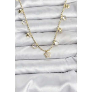 Mey İthalat® Pirinç Gold Renk Yıldız Model Kadın Kolye