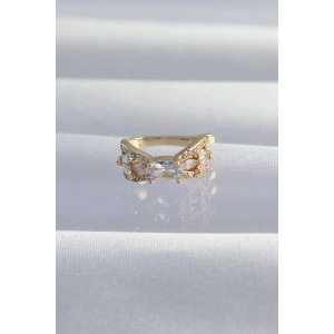 Mey İthalat® Pirinç Gold Renk Zirkon Taş Kaplama Earcuff Küpe