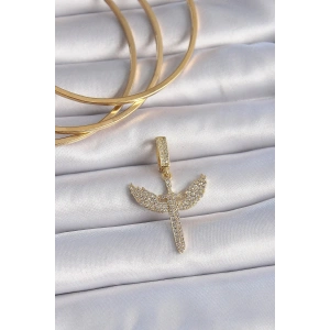 Mey İthalat® Pirinç Gold Renk Zirkon Taşlı Mikail Model Ajda Charm