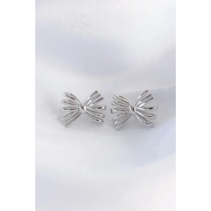 Mey İthalat® Pirinç Gümüş Renk Fiyonk Küpe