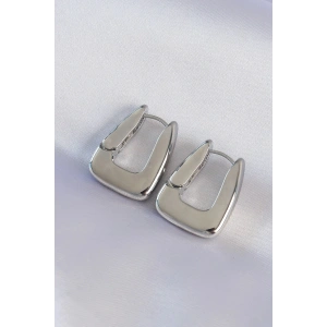 Mey İthalat® Pirinç Gümüş Renk Kalın Küpe