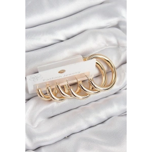 Mey İthalat® Pirinç Halka Model Gold Renk Kadın Set Küpe