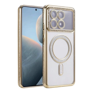 Mey İthalat®   Poco X6 Pro Joke Simli Magneticsafe Kılıf - Gold