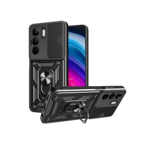 Mey İthalat®  Realme C75 4G Kılıf Pars Lens Yüzüklü Silikon - Siyah