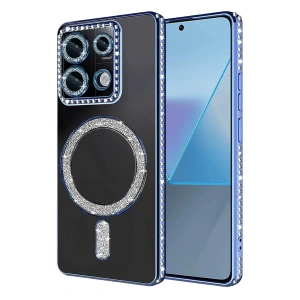 Mey İthalat®   Redmi 13C Joke Simli Magneticsafe Kılıf - Mavi