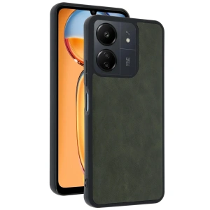 Mey İthalat®   Redmi 13C Kılıf Aras Deri Kapak - Açık Yeşil